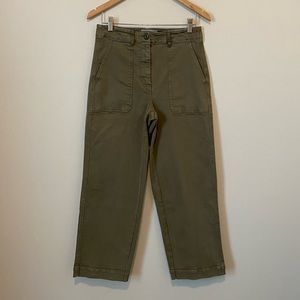 Everlane High Waisted Straight Leg Cropped Pants size 6 Olive Green